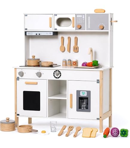 Amazon | ままごと キッチン 木製 トースター 冷蔵庫 製氷機 電子